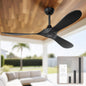 52 Inch Ceiling Fan Without Lights, Walnut Finish | Outdoor Ceiling Fan with Remote, 6-Speed Adjustable Reversible DC Motor for Patio & Living Room