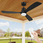 Obabala 52 Inch Ceiling Fans with Lights and Remote Control-Outdoor Ceiling Fan with Light 3 Walnut Wood Blade for Bedroom Living Room Indoor Farmhouse Patio, Reversible Noiseless DC Motor
