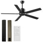 BECLOG 52 in Outdoor Ceiling Fans, Black Ceiling Fan No Light with Remote Control without Light, 5 Blades, 6 Speed Reversible DC Motor Modern for Patios, Garage, Bedroom, Porch (Black)
