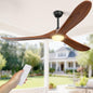 Obabala 52 Inch Ceiling Fans with Lights and Remote Control-Outdoor Ceiling Fan with Light 3 Walnut Wood Blade for Bedroom Living Room Indoor Farmhouse Patio, Reversible Noiseless DC Motor