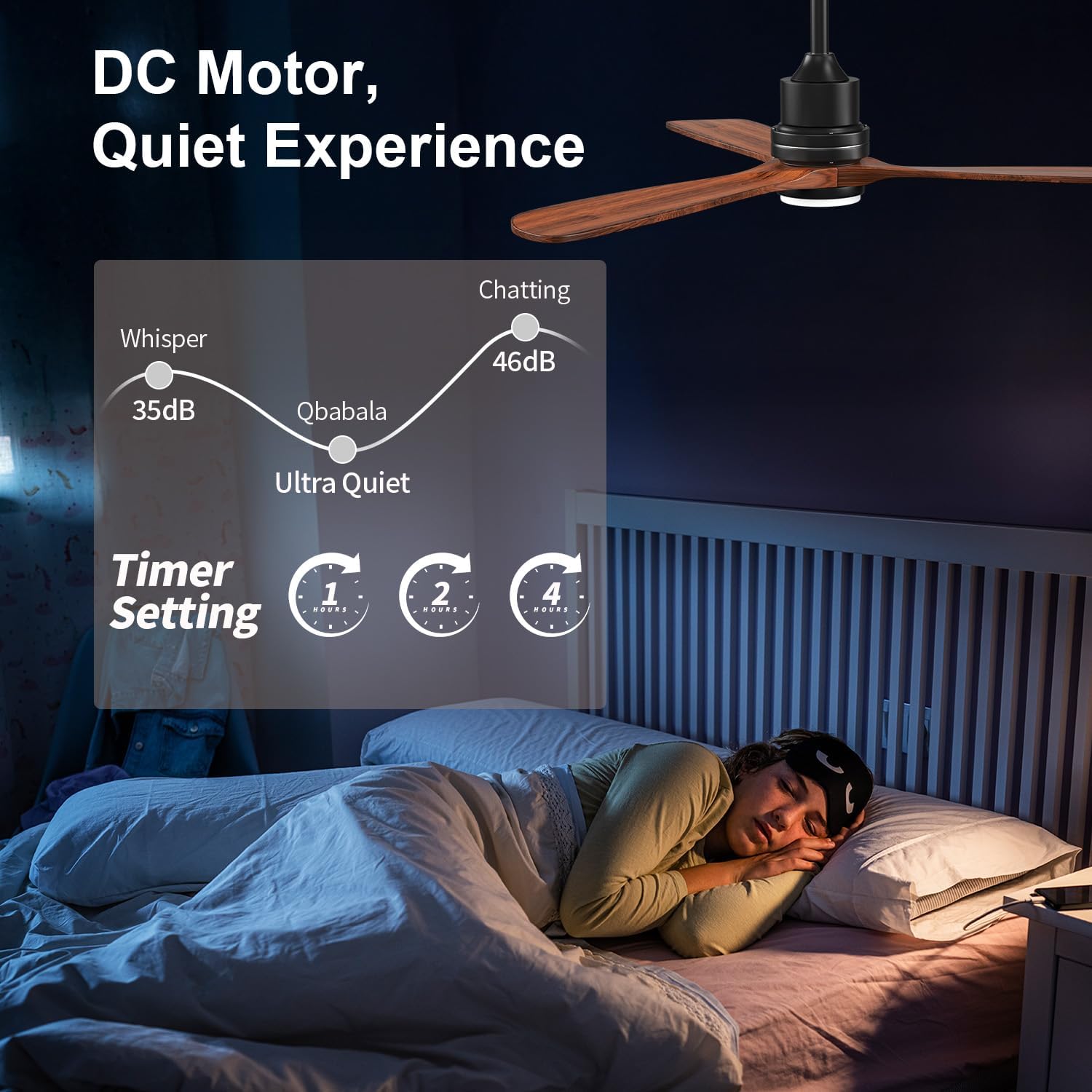 Obabala 52 Inch Ceiling Fans with Lights and Remote Control-Outdoor Ceiling Fan with Light 3 Walnut Wood Blade for Bedroom Living Room Indoor Farmhouse Patio, Reversible Noiseless DC Motor