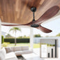 52 Inch Ceiling Fan Without Lights, Walnut Finish | Outdoor Ceiling Fan with Remote, 6-Speed Adjustable Reversible DC Motor for Patio & Living Room